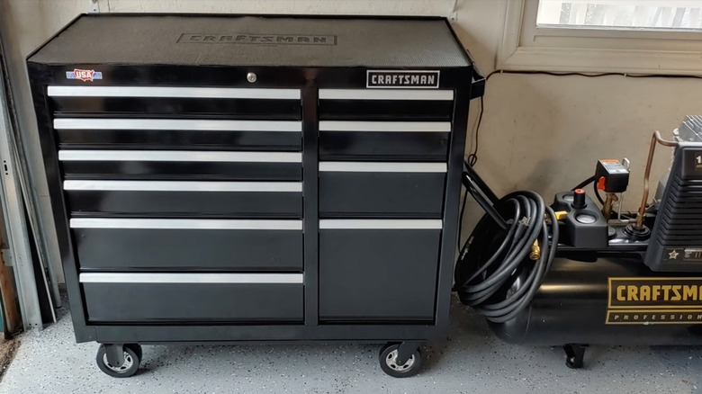 Craftsman S2000 10-Drawer Rolling Tool Cabinet in garage