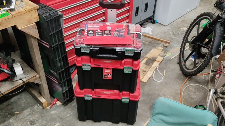 Craftsman Versastack Rolling Tool Box on garage floor