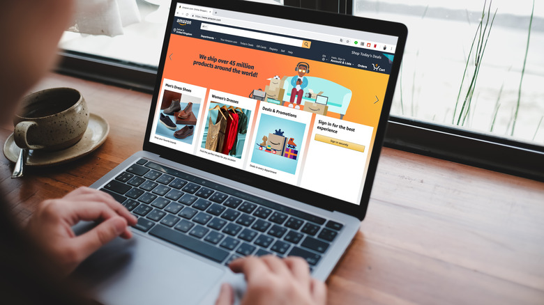 Person shopping on Amazon using their laptop