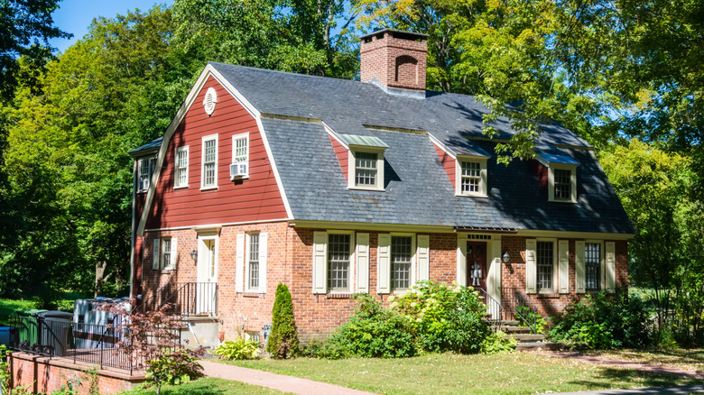red Dutch Colonial Revival home