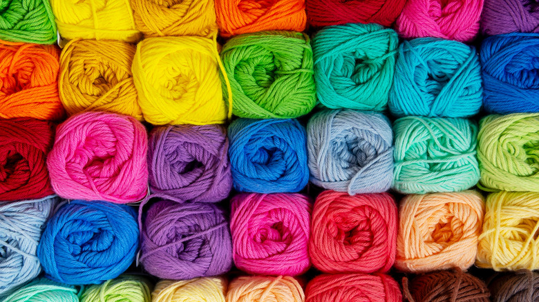 balls of multicolored wool