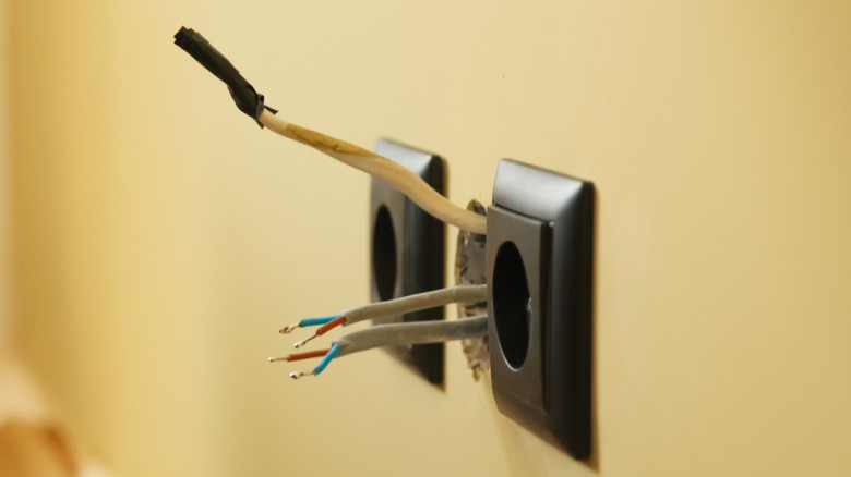 Electrical wires from a wall socket