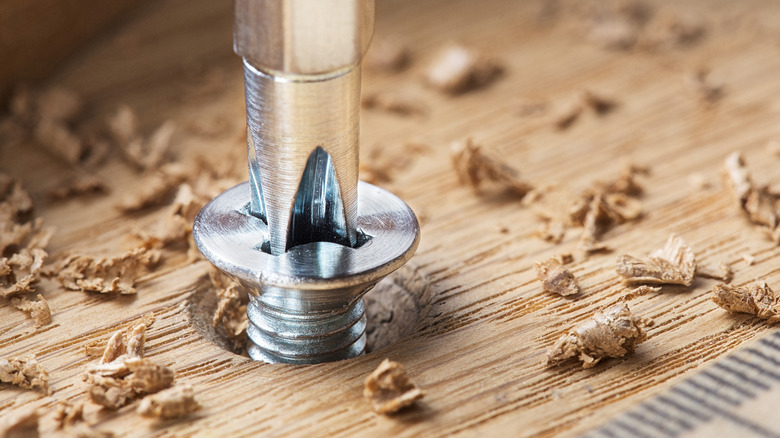putting a screw in a piece of wood