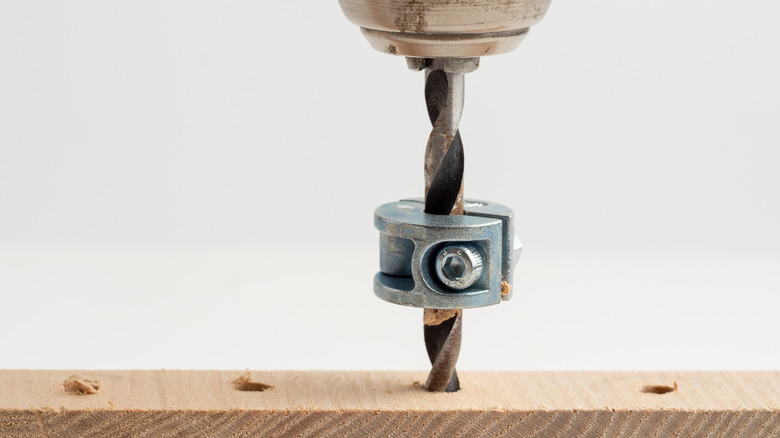 A drill with a depth stop collar