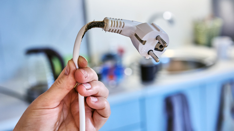 A burned out electrical cord