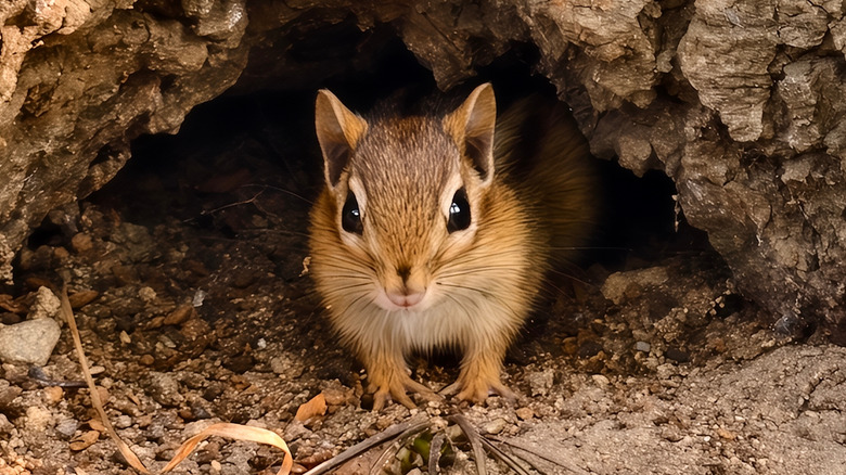 Chipmunk burrowing