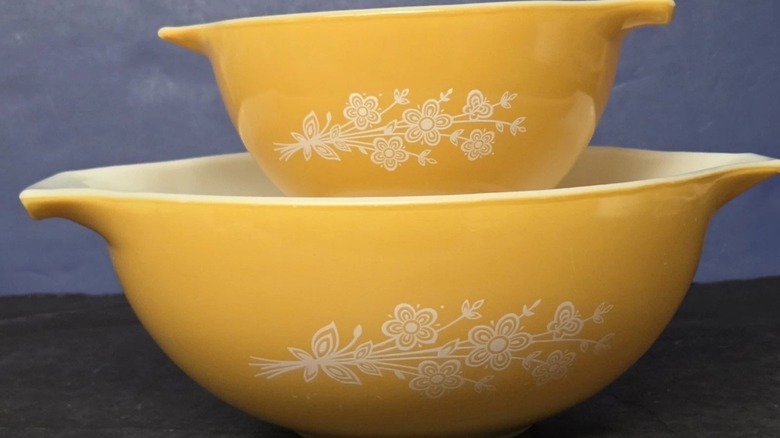 Butterfly Gold Pyrex mixing bowls