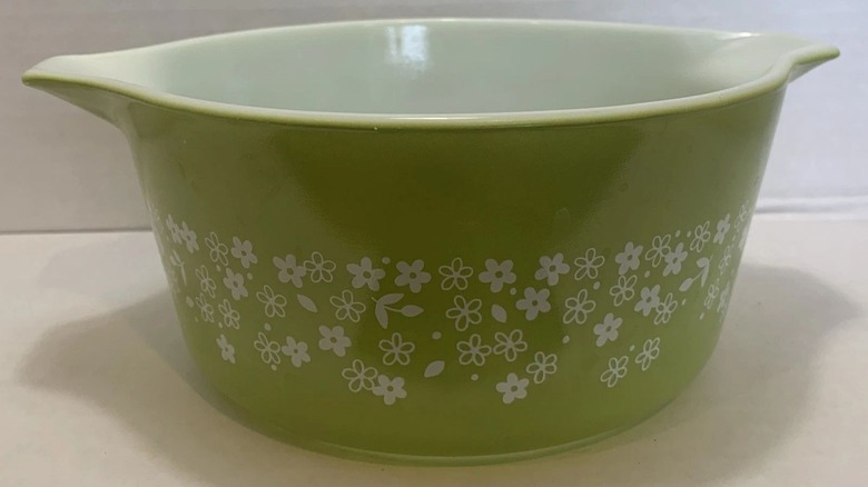 Spring Blossom Green Pyrex mixing bowl
