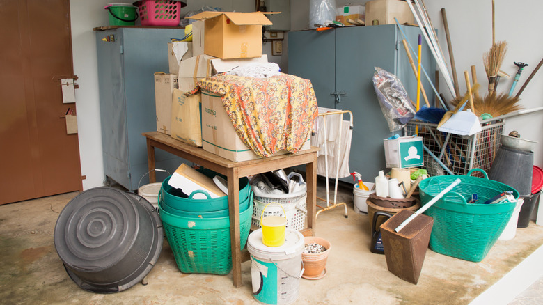 Garage with clutter