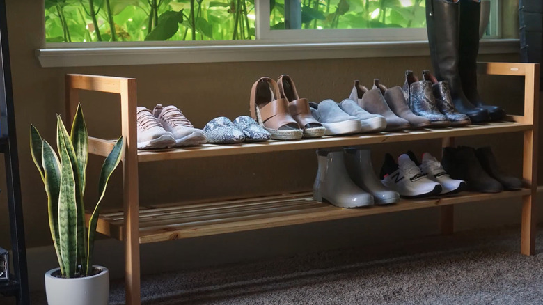 Basic wood shoe rack built from scratch