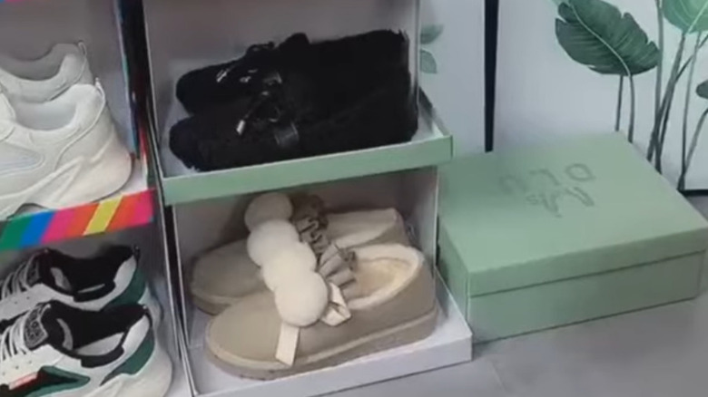 DIY shelves made from shoe boxes