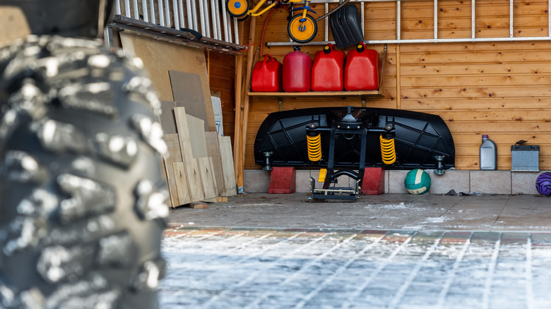 The interior of a large shed with a clear floor for easy movement