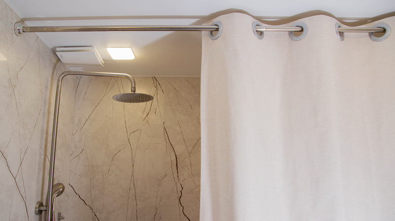 Shower curtain in the bathroom