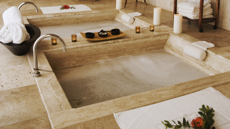 Spa baths at the Waters of Royal Malewane Bush Spa in the Royal Malewane Private Game Lodge in Sabi Sand Game Reserve, South Africa.
