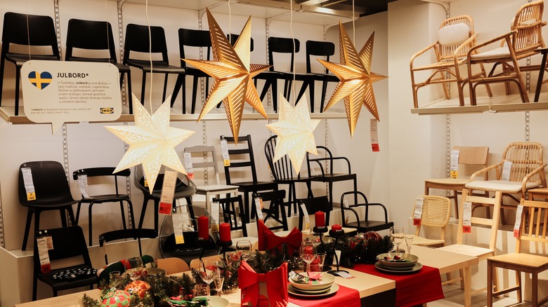 IKEA showroom set up for Christmas