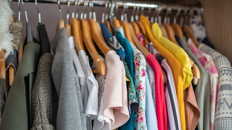 Clothing hung up on a bar
