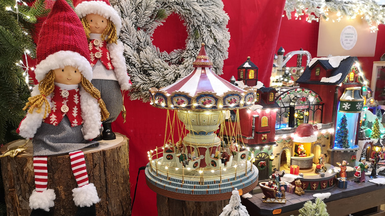 Christmas decorations on display