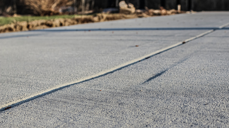 Close up of driveway with expansion joints