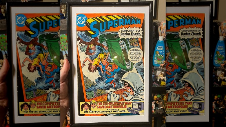 "Superman" comic book in a black frame
