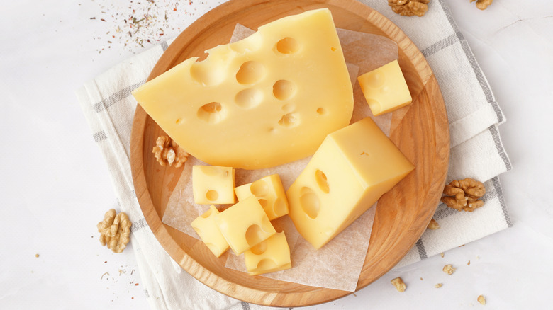 Swiss cheese on a plate