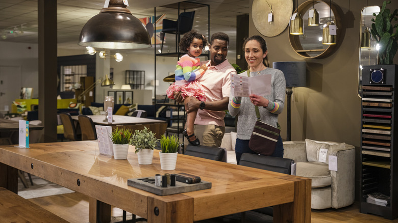 Family shopping for homewares together