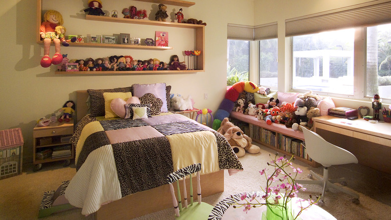 Child's bright room with plenty of seating