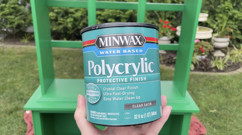 can of sealer by painted furniture