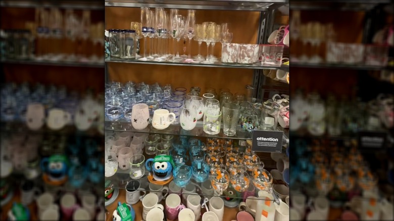 glassware shelves at TJ Maxx