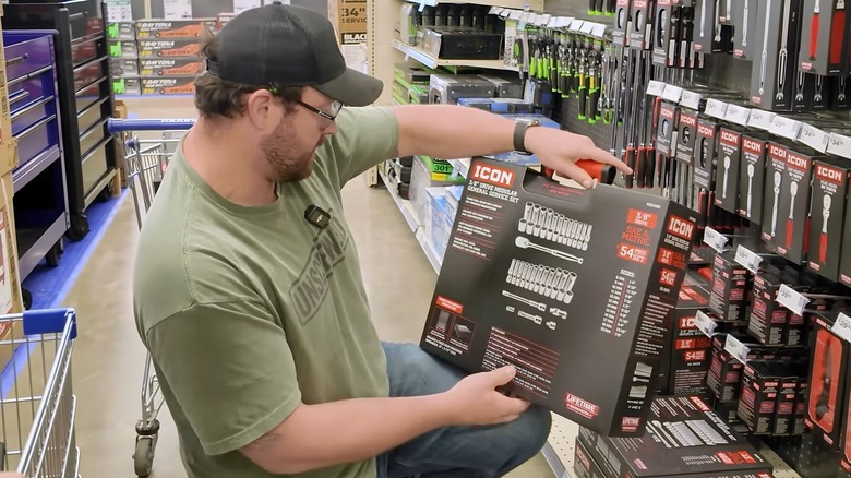 Man shopping for tools at Harbor Freight