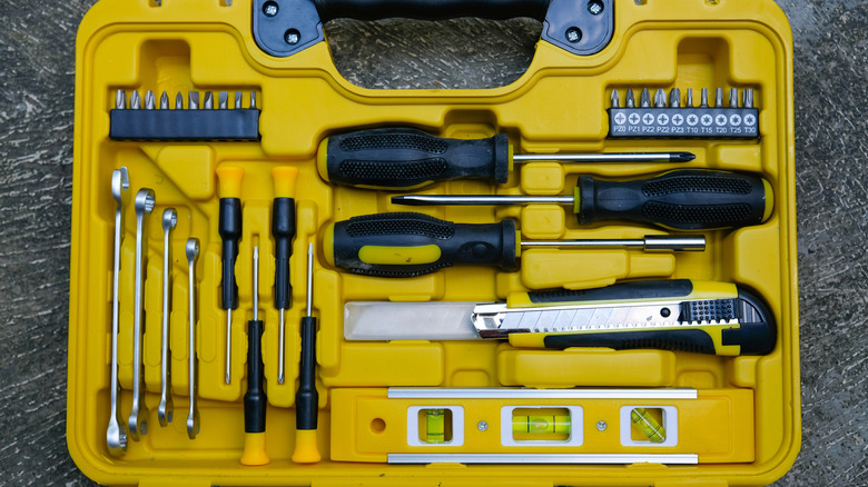 hand tool set in yellow box
