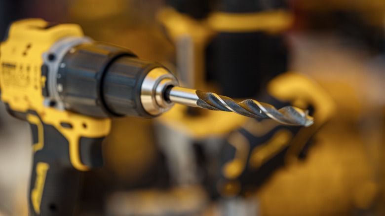 close-up of bit on DeWalt cordless drill