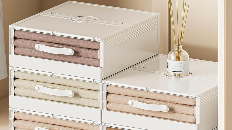 White plastic sheet organizers