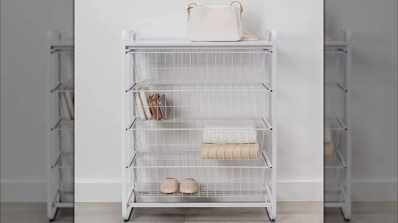 White metal drawer organizer