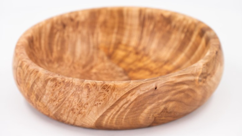 Closeup of a small myrtle burl bowl
