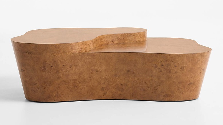 Crate & Barrel oak burl coffee table