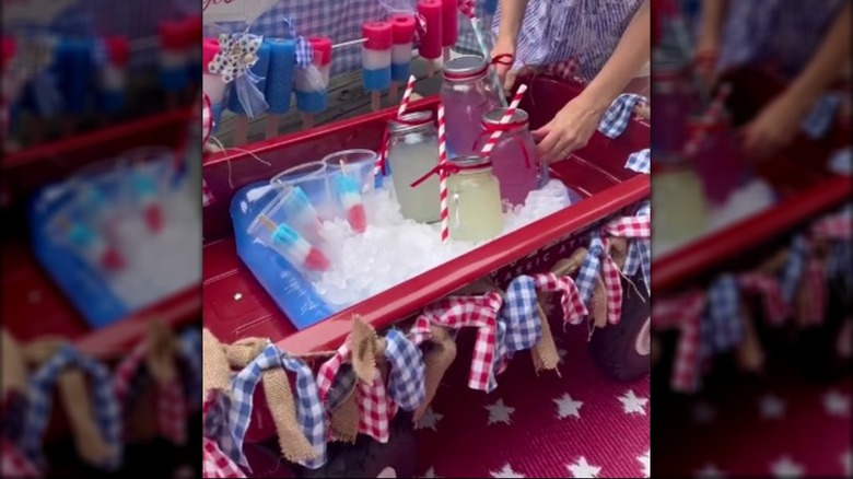 Wagon used as drink holder during party