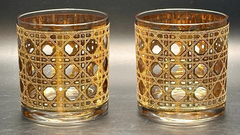two gold-plated glasses