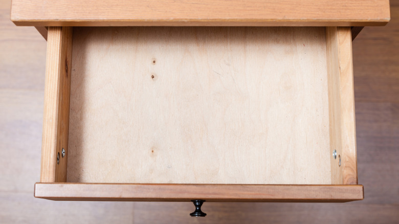 empty drawer made of wood
