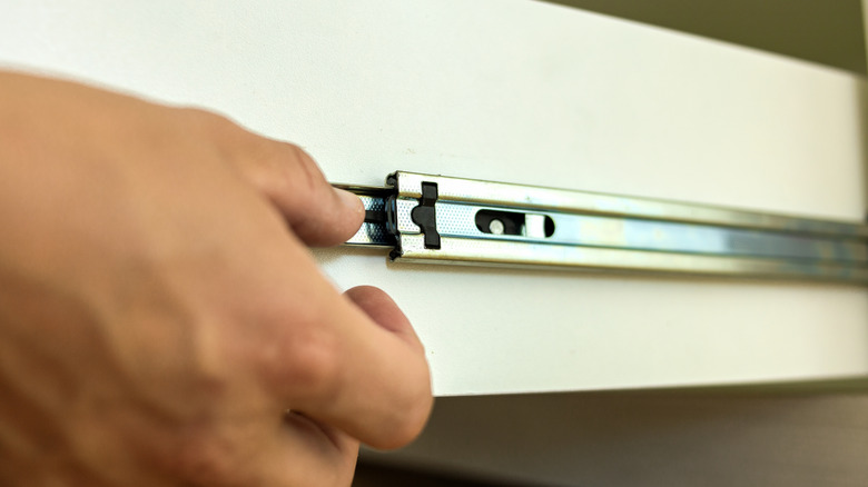 closeup on drawer slide