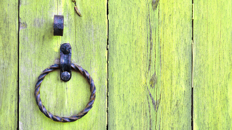 old lime green door