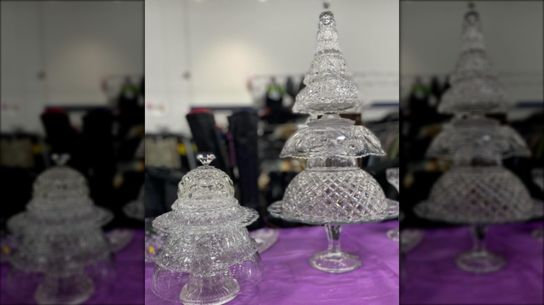 A selection of crystal-cut glass Christmas trees