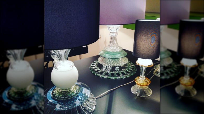 Lamps made from crystal pieces