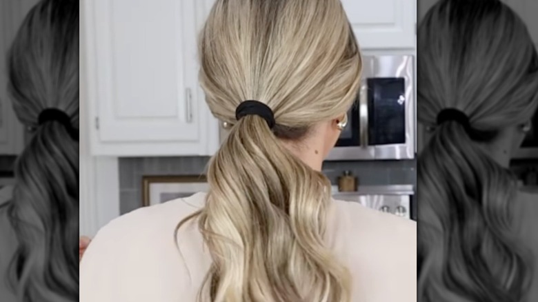 DIY hair tie made from an old pair of tights