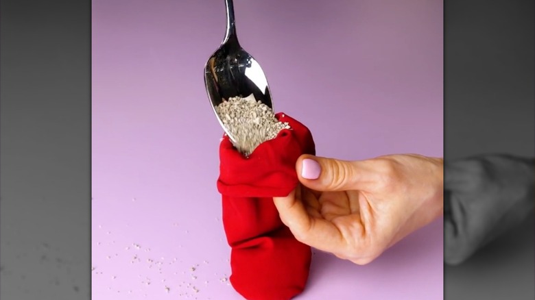 DIY odor sachet from old red tights