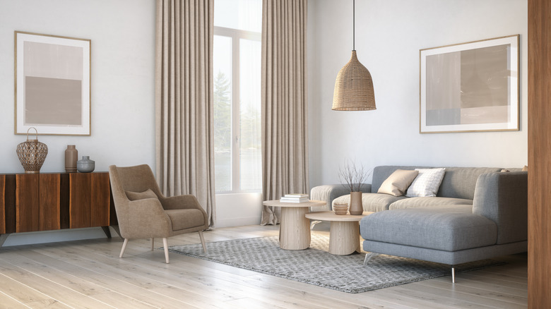 living room with curtains