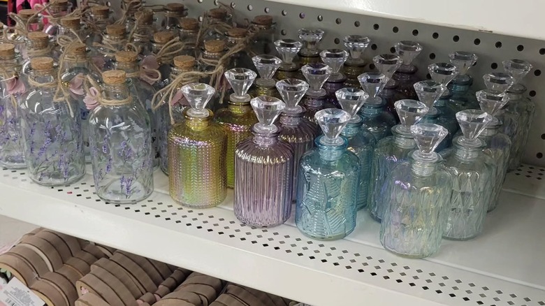Dollar Tree's Decorative Glass Bottles With Stoppers in store