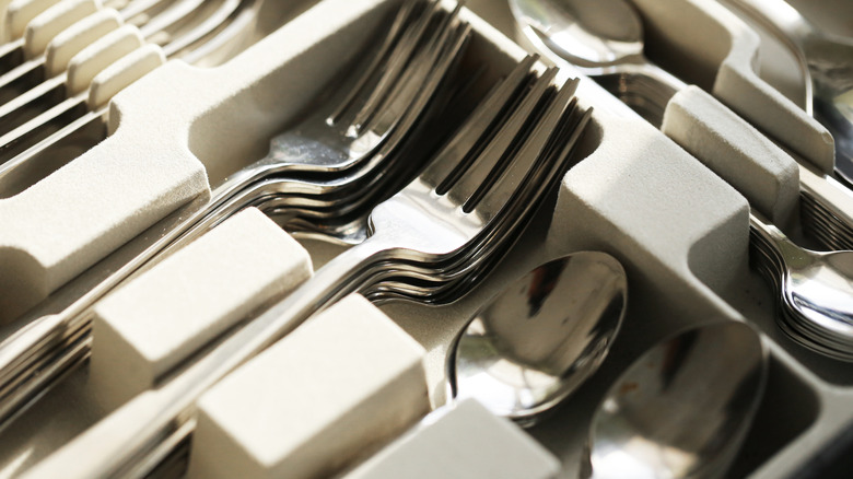 stainless steel forks and spoons