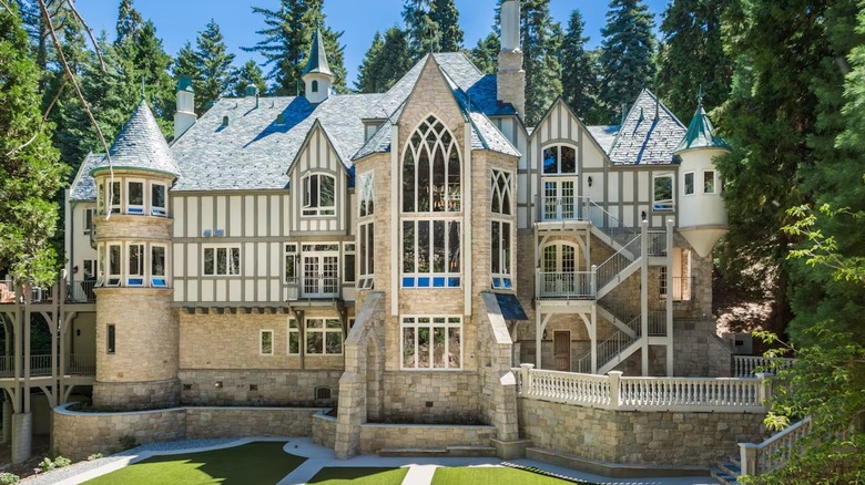 Castle mansion Airbnb with large windows in California