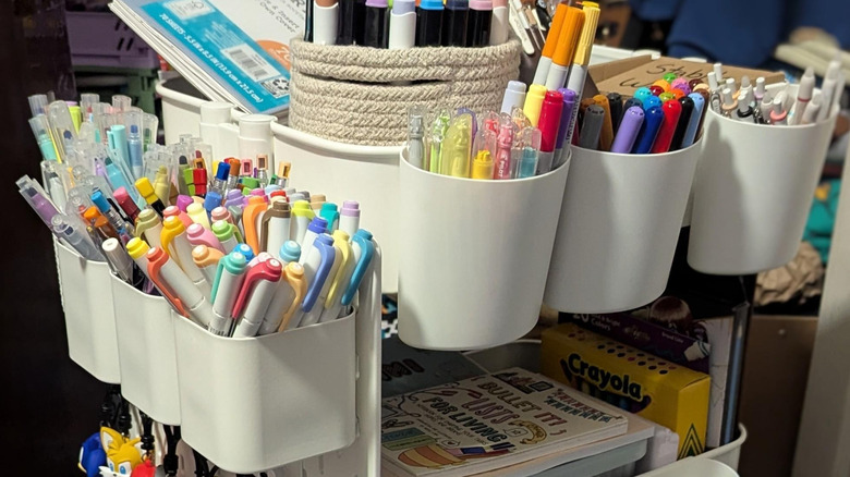 IKEA utility cart serving as an art station for children