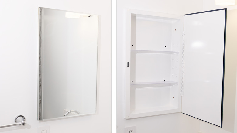 recessed medicine cabinet with mirror